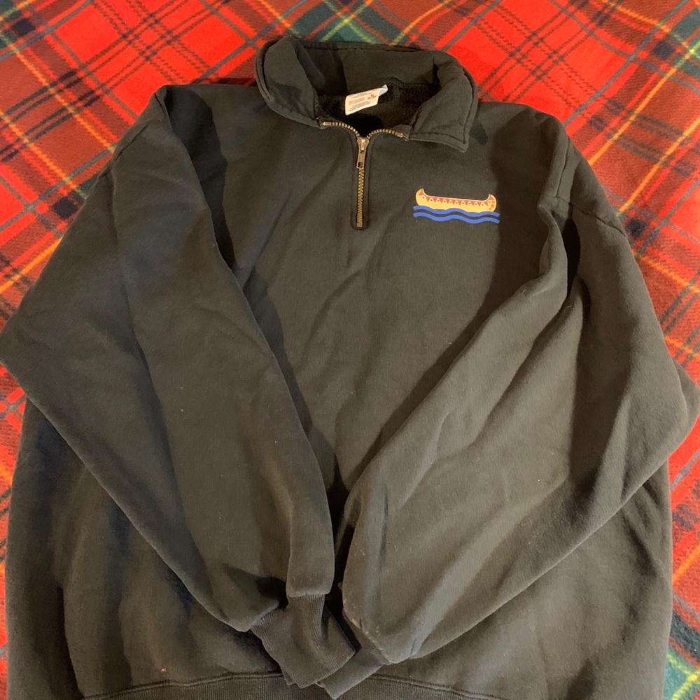 Black Pullover with Canoe Design